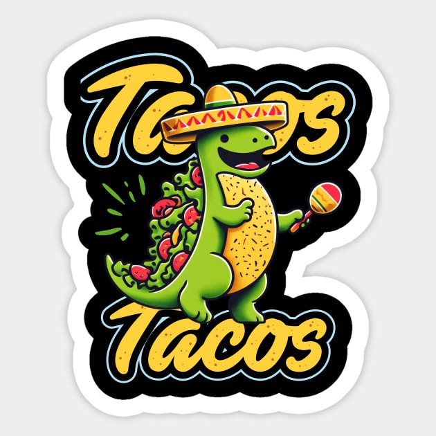 Tacosaurus Sticker by mieeewoArt